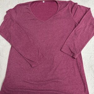 Women's Long Sleeve V-Neck Top - Pink
